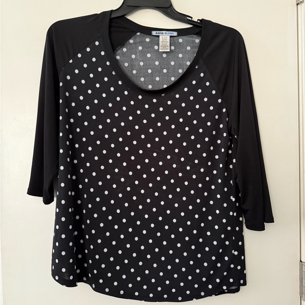 Aqua Blu Black and White Polka Dot Blouse